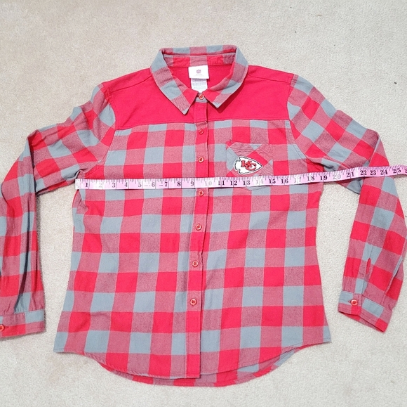 NFL TEENS Kansas City Chiefs Flannel Button Down Shirt 100% Cotton Size L 11/13 - Picture 8 of 10